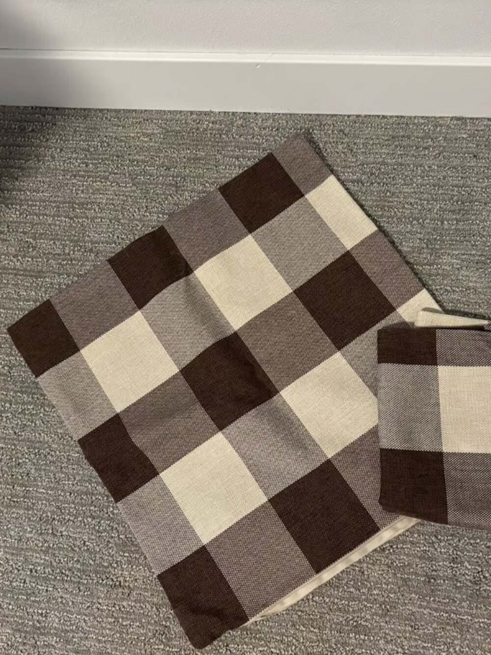 Brown & White Checkered Pillow Shams Set of 2 | Cozy Bedding